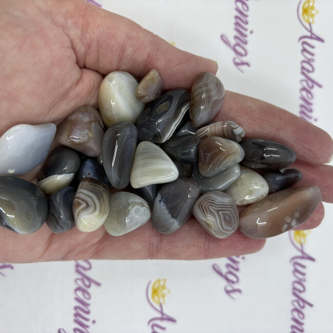 Grey Botswana Agate - Tumbled