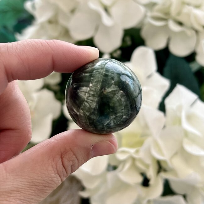 Seraphinite (Serafina Green Chlorite) Sphere OrbGlobe - 35mm
