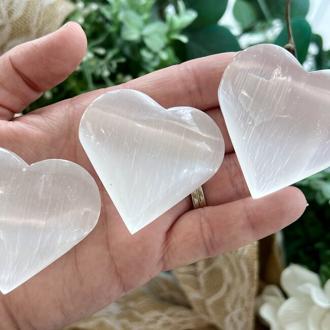 Selenite (Satin Spar Gypsum) Heart - Medium (50mm)