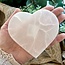 Selenite (Satin Spar Gypsum) Charging Disks Plates - Heart 4" Large