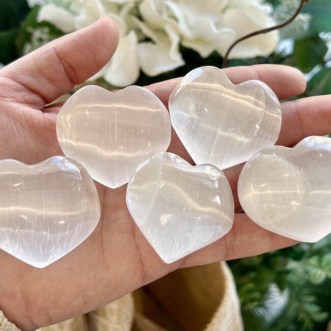 Selenite (Satin Spar Gypsum) Hearts (40mm) - Mini