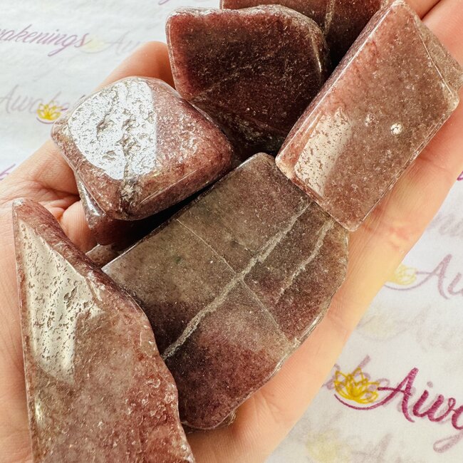 Strawberry Quartz (Red Guava) Slice - Small Slab Flat (2-4")
