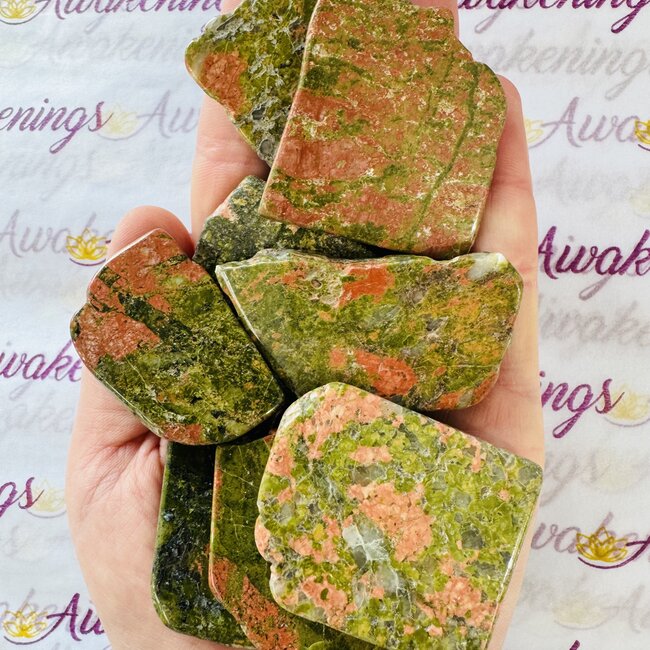 Unakite Jasper Slice Slab - Medium Flat