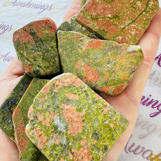 Unakite Jasper Slice Slab - Medium Flat