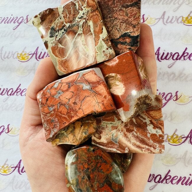Brecciated Red Jasper (Red Silver Leaf) Jasper Slice - Small Slab Flat