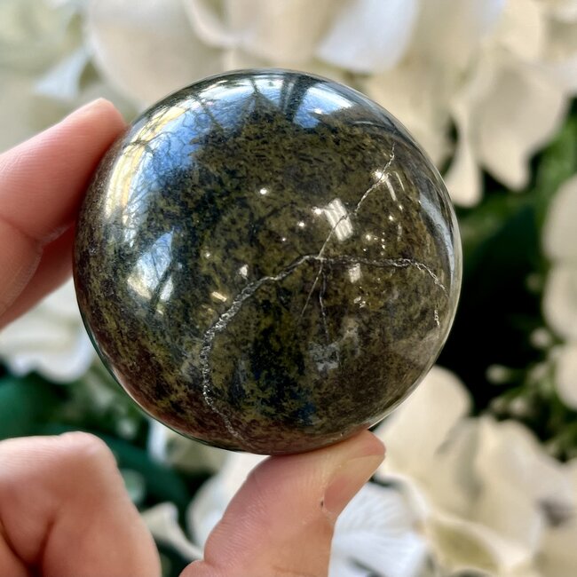 Serpentine & Pyrite Sphere Orb - 55mm