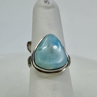 Larimar Ring - Size 6 - Sterling Silver Short Teardrop