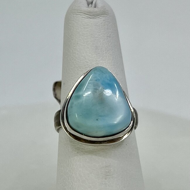 Larimar Ring - Size 6 - Sterling Silver Short Teardrop