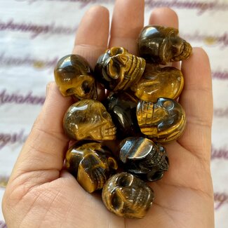 Gold Tigers Tiger's Eye Skulls - Mini