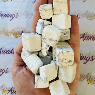 White Howlite (Magnesite) Cubes 1"