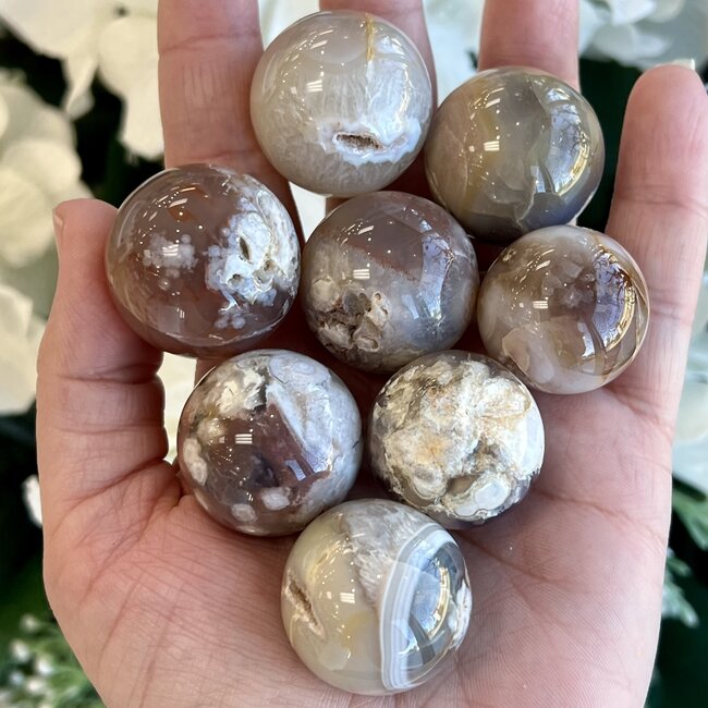 Flower Agate (Cherry Blossom) Sphere Orb - Small (25-30mm)