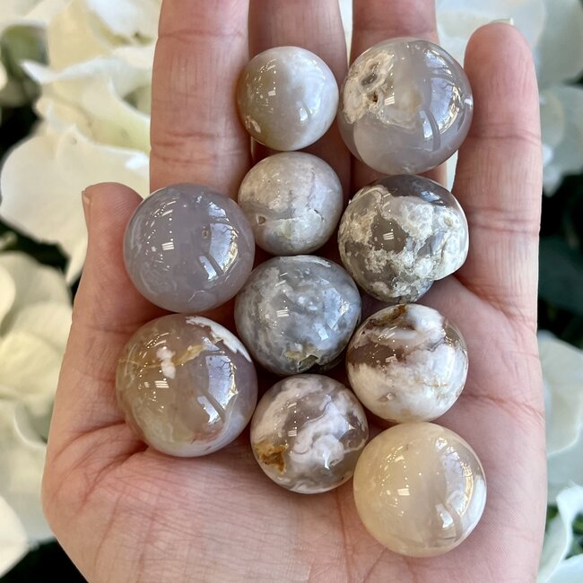 Flower Agate (Cherry Blossom) Sphere Orb - XS Extra Small (10-20mm)