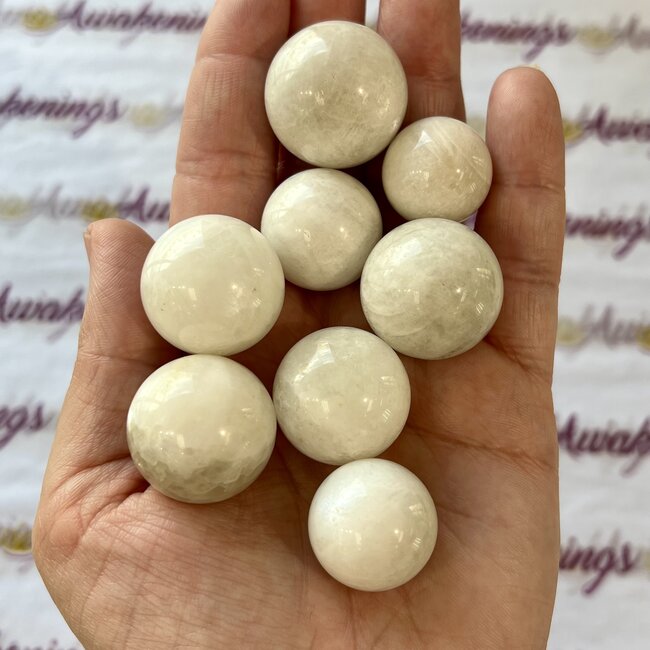 White (Rainbow) Moonstone Sphere Orb - 25-30mm
