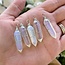 Opalite Pendants - Wire Wrapped Faceted Points - Silver Plated