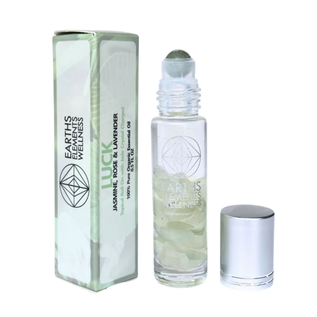 Organic Essential Oil Roller Roll On - Luck (Jasmine, Rose & Lavender) Jade  .5oz-Earth's Elements
