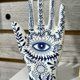Fatima Hamsa Hand - Home Decor Ceramic Jewelry Evil Eye Blue