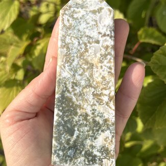 Pink Moss Agate Obelisk Tower Point - Medium (3-5")