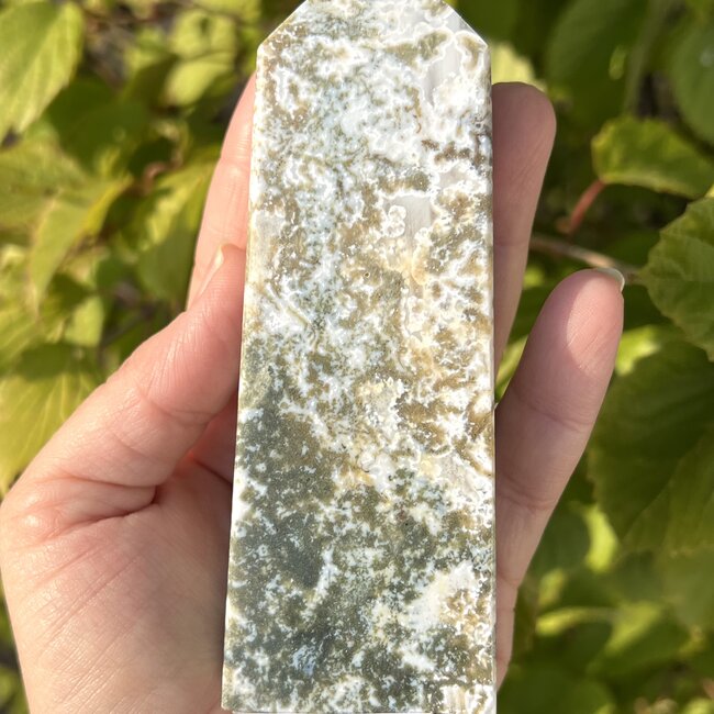 Pink Moss Agate Obelisk Tower Point - Medium (3-5")