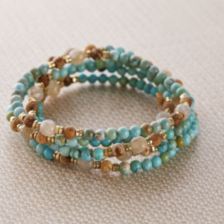 Feeling Groovy Bracelets - Silver & Sage - Blue Howlite Jasper & Labradorite