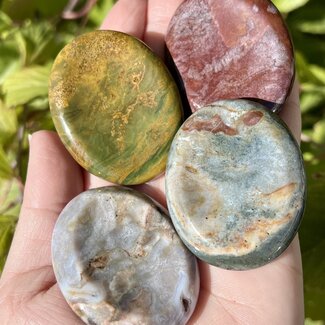 Ocean (Sea Sediment Marine) Jasper Worry (Thumb Fidget Relaxation Pocket) Stones - Large Oval
