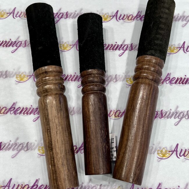 Hammer Mallet Striker for Singing Bowls - Medium Wood Velvet