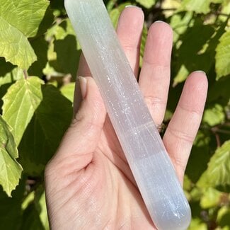 Selenite (Satin Spar Gypsum) Charging Massage Wands - 5" Rounded Polished