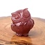 Strawberry Quartz (Red Guava) Owl - Small Animal Figurine Carving Statue