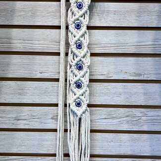 Evil Eye Dreamcatcher Dream Catcher - White Yarn Knitted 29"