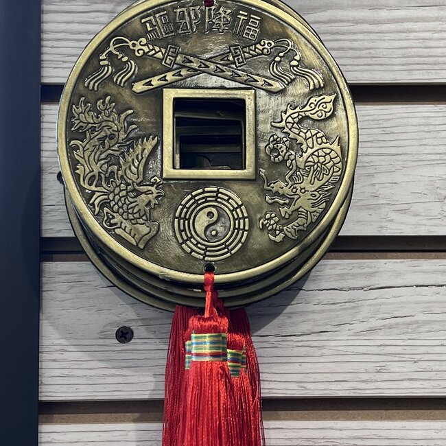 Feng Shui Coin Hanging with Tassel (14.5") Red Wall Decor Door Protection Chinese