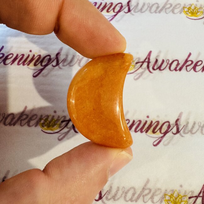 Orange Red Aventurine Medium Moon