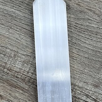 Selenite (Satin Spar Gypsum) Charging Bar Plate - 6" Pointed Flat
