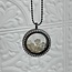 Sunstone Inside Black Titanium Locket (18-24") Rhinestone Necklace - Adjustable Magnetic Beaded Chain Pendant Charm