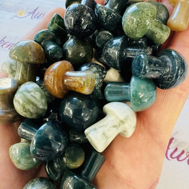 Moss Agate Mushroom- Mini
