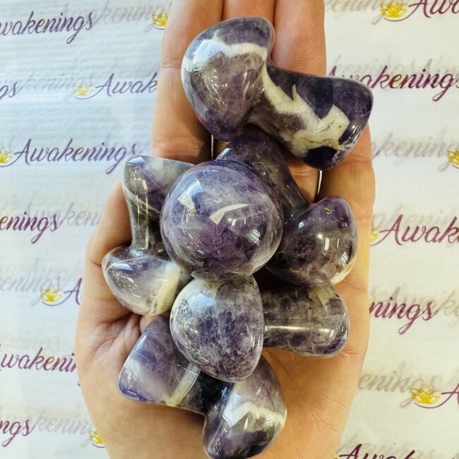 Chevron (Dream) Amethyst Mushrooms - Medium 2"