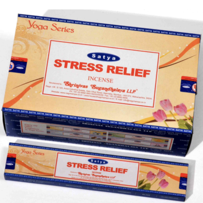 Stress Relief Incense - 12 Sticks in Box 15g - Satya