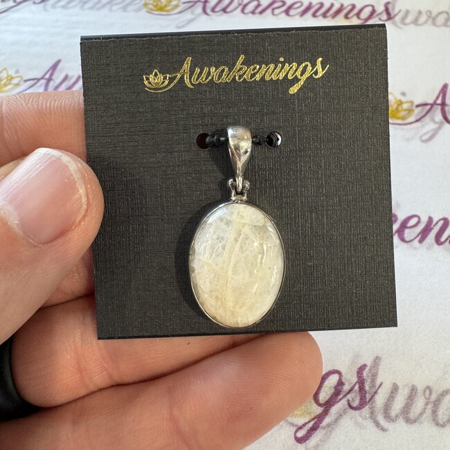 Russian Natrolite Pendants - Oval Bezel Set - Sterling Silver