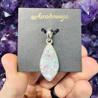 Ruby in Fuchsite Pendant - Marquise Marquee Sterling Silver