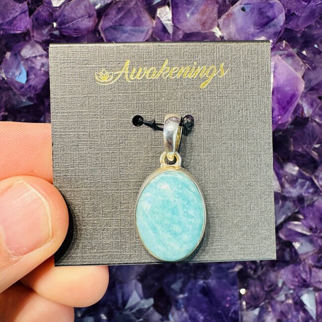 Amazonite Pendant - Oval #1 Sterling Silver
