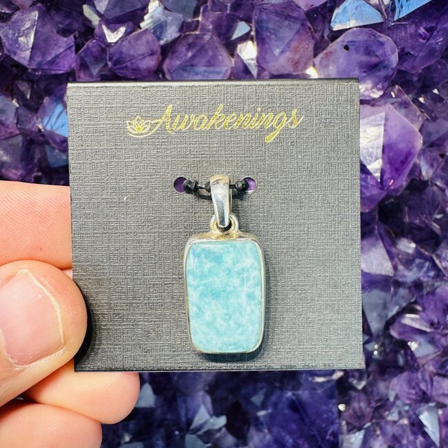 Amazonite Pendant - Rectangle Sterling Silver