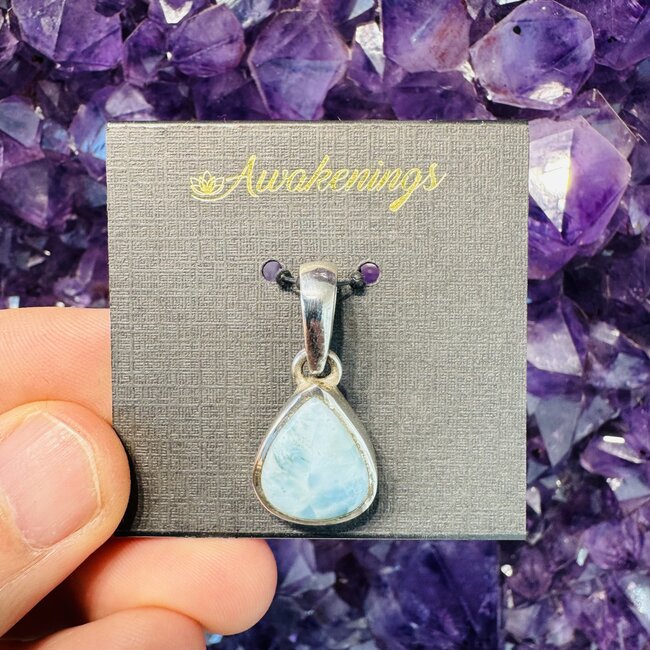 Larimar Pendant Teardrop Pear #2 Sterling Silver