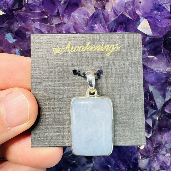 Angelite Pendant - Rectangle Sterling Silver