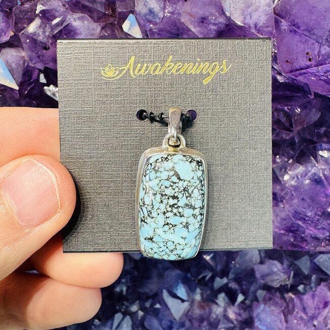 Turquoise Pendant - Rectangle Sterling Silver