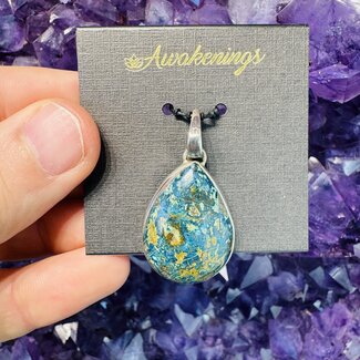 Shattuckite Pendant Teardrop Pear Sterling Silver