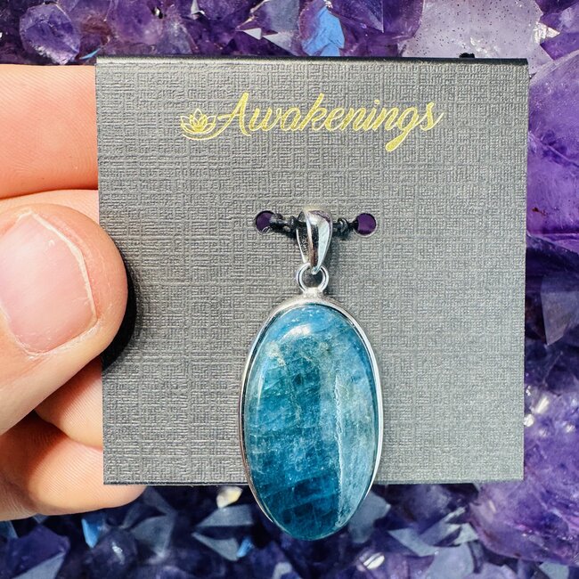 Blue Apatite Pendants - Oval Bezel Set - Sterling Silver