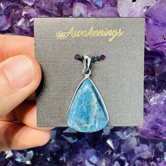 Blue Apatite Pendants - Teardrop Pear Bezel Set - Sterling Silver