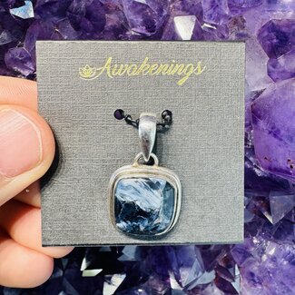 Pietersite (Tempest Stone) Pendants - Decorative Square Bezel Set - Sterling Silver