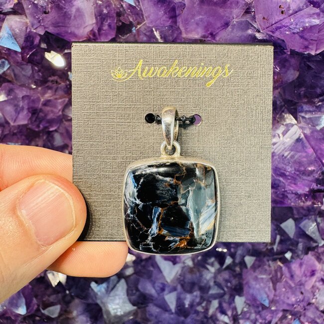 Pietersite Pendant Square Sterling Silver