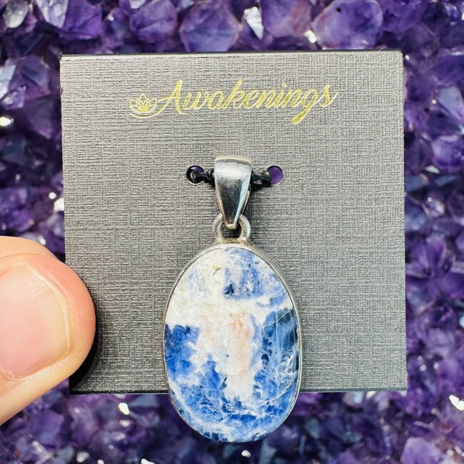 Sodalite Pendant Large Oval Sterling Silver