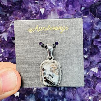 Astrophyllite Pendant Filigree Rectangle Sterling Silver