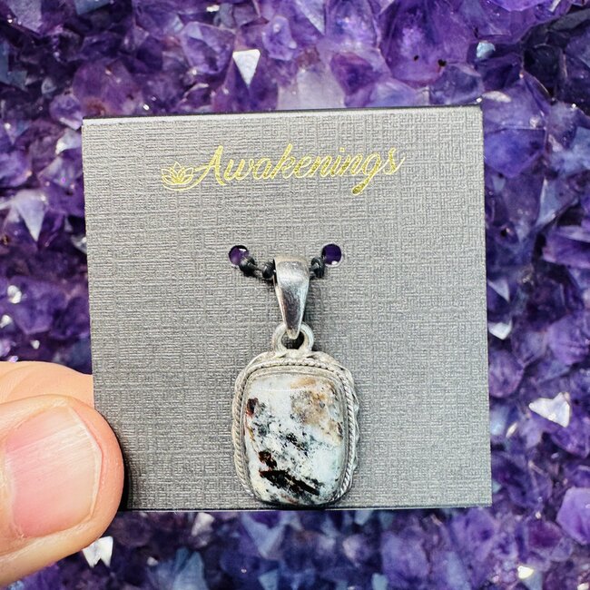 Astrophyllite Pendant Filigree Rectangle Sterling Silver